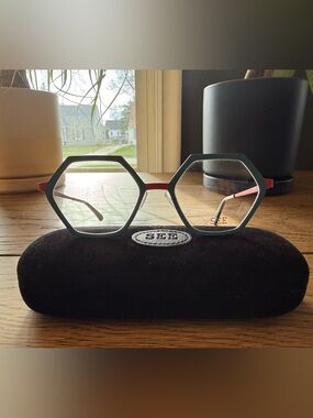 SEE 1904 C2 Hexagon Glasses in Teal/Red
